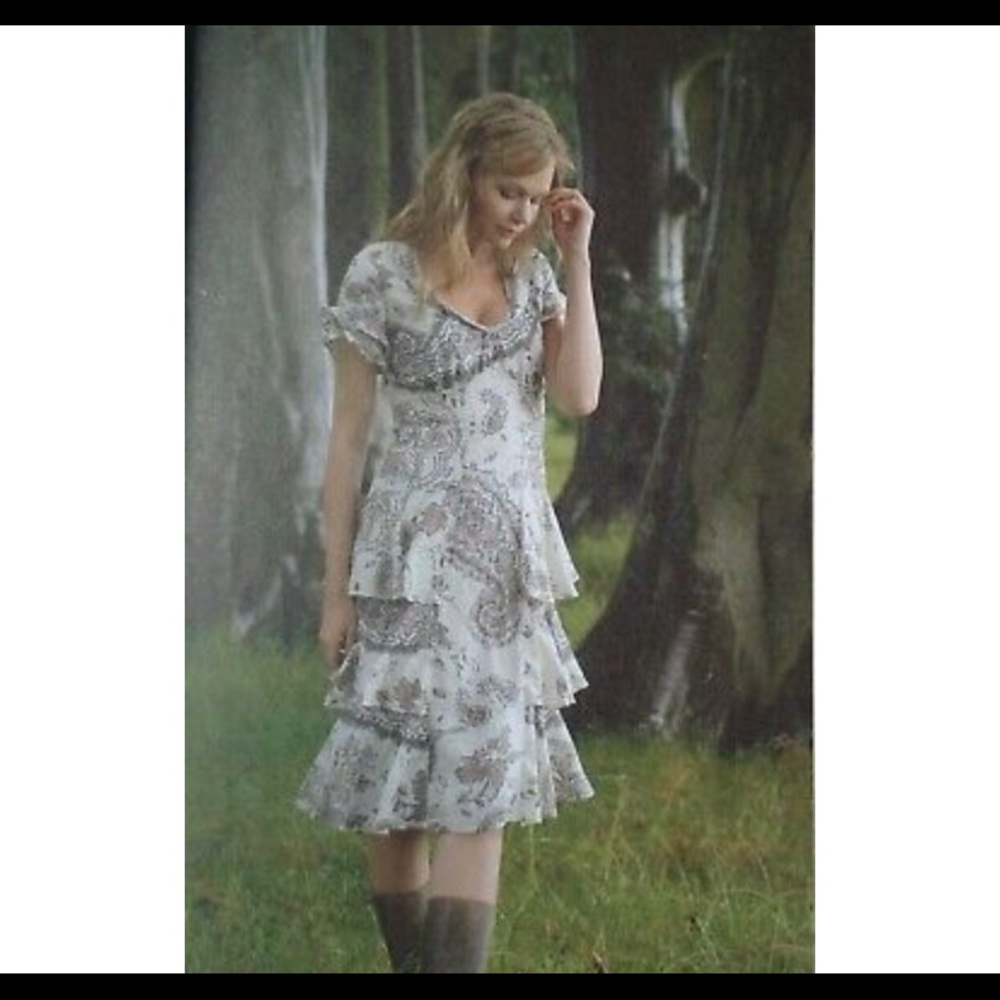 Stunning All Silk Brora Paisley Ruffled Dress 6